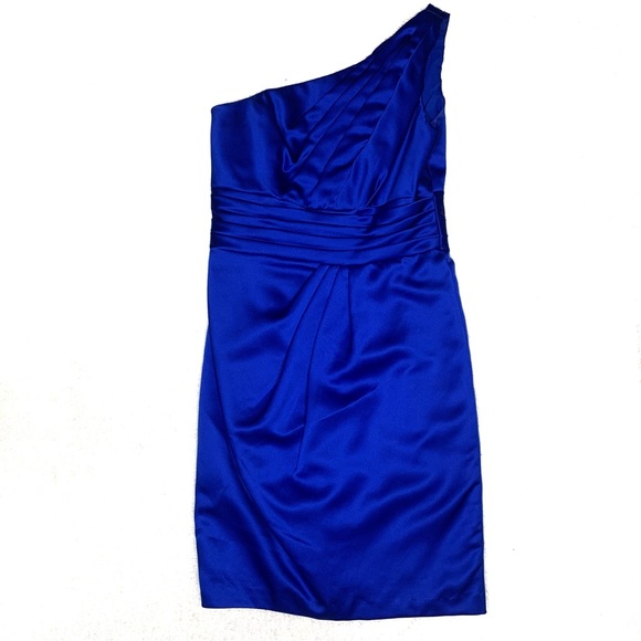 David's Bridal Dresses Davids Bridal Blue One Shoulder Satin Dress